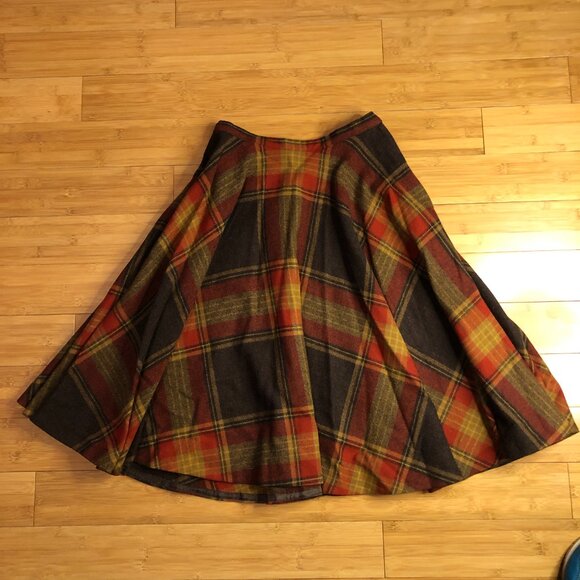 Vintage Rare Pendelton Wool Plaid Autumn Fall Circle Skirt Colorful Winter - Picture 7 of 10